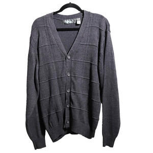 Oscar de la Renta V Neck Gray Gpa Cardigan Button‎ Up Sweater Mens L Academia